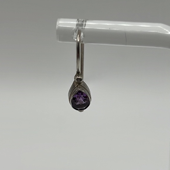 AMETHYST AND STERLING SILVER EARRINGS .75” LONG - Picture 2 of 6